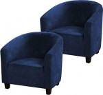 LINGKY High Stretch Velvet Tub Chair Cover Skid Resistance m&ouml;&ouml;bli kaitsja Stretch Fabric Super Soft Couch Slipcover (Navy Blue, Set of 2)