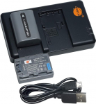 DSTE NP-FP50 QIAOJINLIN liitiumaku (2 pakki) ja topeltlaadija, mis &uuml;hildub Sony NP-FP30 ja Sony DCR-DVD103, DCR-DVD105, 7.4V 1100mAh.