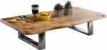 Wohnling kohvilaud 115 x 25 x 58 cm Akaatsia t&auml;ispuidust metallist raam Suur puut&uuml;vi elutoa laud T&auml;ispuidust pruun puu servaga diivanilaud Maakodu puidust laud elutoa laud