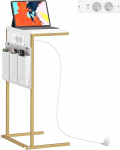 Homcom k&uuml;ljelaud koos laadimisjaamaga, diivanilaud 2 USB-pordi, 1 USB-C pordi ja korralduskotiga, k&uuml;ljelaud elutuppa, magamistuppa, valge