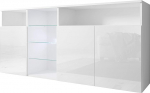 MB Muebles Bonitos Clark elutoa riidekapp Laius 150 x K&otilde;rgus 70 x S&uuml;gavus 35 cm Moodne v&auml;rv Valge k&otilde;rgl&auml;ikega 3 uksega LED elutoa TV kapp