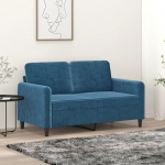 Willood 2-kohaline diivan, Lounge diivan diivan k&auml;etugedega, seljapadi, elutoa diivan, disain diivan, metallist raam, istumis m&ouml;&ouml;bel, kahene iste, sinine, 120 cm, sametist