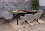 Mendler HWC-O47 6 s&ouml;&ouml;gitooli komplekt, k&ouml;&ouml;gitooli k&auml;etugi, p&ouml;&ouml;ratav automaatne tagasip&ouml;&ouml;ramine, kangas/tekstiil (270 g/m&sup2;) - helehall