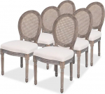 VidaXL Chaises de salle &agrave; manger 6 pi&egrave;ces Lin et Rotin