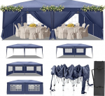 LEADZM Gazebo 3 x 6 m Pop-Up veekindel kokkupandav Gazebo, talvekindel, reguleeritav k&otilde;rgus, UV kaitse 50+, aiamaja telk, peotelk, terasraam, 6 k&uuml;lgpaneeliga, aeda, peole, telkimiseks, sinine.