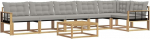 Outdoor Gartenm&ouml;bel Set 7-TLG aus massivem Akazienholz, Modulares Lounge Sofa Set f&uuml;r Garten und Terrasse, mit Tisch und bequemen Kissen, Wei&szlig; und Hellgrau