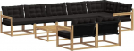 Outdoor-Sofagarnitur 9-teilig, Garten Lounge Set aus massivem Akazienholz, Modulares Ecksofa mit Tisch und Polstern, Sitzgruppe f&uuml;r 8 Personen f&uuml;r Terrasse und Garten