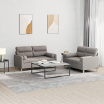 Homgoday Model3201591 2-kohaline diivan Taupe kangas 138 x 77 x 80 cm Polsterdatud m&ouml;&ouml;bel koos rullpadjaga