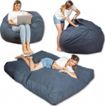 bananair - XXL Bean Bag voodi, muutub kergesti mugavaks ja pehmeks p&otilde;randapadjaks, Corduroy kangas ja vahtpolster, mitmek&uuml;lgne Bean Bag voodi, Futon, kokkupandav madrats (Midnight Blue)