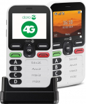 Doro Leva X10 - mobiiltelefon eakatele - 4G lukustamata telefon - 4 eelprogrammeeritud numbrit - h&auml;daabinupp GPS-iga - turvatimer - ainult SMS - koos laadijaga - valge