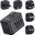 VYLEE Reiseadapter Weltweit, Typ G/D/A/I/C, Universal Reisestecker mit 2 USB A + 2 USB C,Internationaler Steckdosenadapter,Universaladapter f&uuml;r USA England Japan Malediven Sri Lanka Austraalia,Schwarz