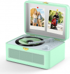 Kaasaskantav CD-m&auml;ngija Bluetooth Retro raadio CD-m&auml;ngija koos k&otilde;laritoega USB & AUX taasesitus koos kaugjuhtimispuldiga Tolmukate beež PU nahast roheline