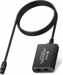 eSynic 1 x 2 Toslink optiline digitaalne audiosplitter 1 mees sisse 2 naist v&auml;lja, 1 m fiiberoptiline kaabel LPCM2.0/DTS/Dolby-AC3 tugi kodukino Xbox PS5/PS4 juhtmevabad k&otilde;rvaklapid helibaari jaoks