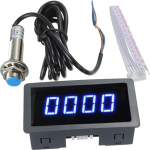 Ticfox 4 digitaalne LED-ekraaniga tahhomeeter, kiiruse n&auml;idik kiirusm&otilde;&otilde;tja, p&ouml;&ouml;rete arvu m&otilde;&otilde;tja Hall Proximity Sensor NPN / PNP sisendiga, 10-9999RPM vahemik (sinine)