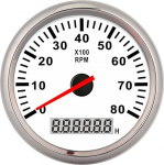 85mm digitaalne tahhomeeter tunnim&otilde;&otilde;turiga, 8000RPM punane LED taustvalgustus valge numbrim&otilde;&otilde;tja h&otilde;bedane raam 12V/24V meres&otilde;iduki, auto, paadi, veoauto, diiselgeneraatori jaoks (valge numbrim&otilde;&otilde;tja)