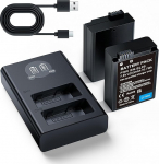 2-Pack 2200mAh EN-EL25 asendusaku koos LCD-kahe pesa laadijaga, &uuml;hildub Nikon Z30 Z50 ZFC Z50ii kaameratega, t&auml;iustatud EN-EL25 aku pika t&ouml;&ouml;ajaga ulatuslikuks pildistamiseks