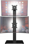 Dual Monitor Stand - Vertical Stacking Screen Freestanding Monitor Stand for Two 13 to 34 Inch Screens with Rotating, Tilting and Height-Adjustable Screen Black