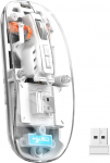 UrChoiceLtd T900 traadita Bluetooth hiir, &otilde;huke traadita mitme seadme hiir (Dual Mode: BT 5.1/5.2+2.4G), 400mAh aku 2400DPI l&auml;bipaistev optiline USB hiir s&uuml;learvuti PC Mac s&uuml;learvutile (valge)