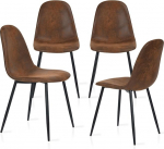 MEUBLE COSY s&ouml;&ouml;gitoa toolid 4-st komplektist Vintage k&ouml;&ouml;gitoolid polsterdatud tool elutoa tool Retro tugitool seljatoega, veluurist iste, metallist jalad, pruunikas