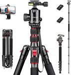 JOILCAN Camera Tripod 189 cm, Lightweight Aluminium Monopod with 360&deg; Ball Head Removable & Mobile Phone Holder, Professional Tripod for Canon Nikon Sony DSLR Camera Smartphone, Load Capacity 30 lbs