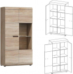 M&ouml;&ouml;bel24 LINK vitriinkapp, seisev vitriinkapp, elutoa kapp, 2 uksega vitriinkapp (1 x LED valgustusega)