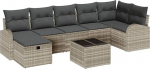 8-teiliges Garten-Sofa-Set mit Kissen, hellgrau, Poly-Rattan Gartenlounge Model3359111