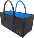 DeSen Deluxe Felt Bag, High-Quality Shopping Bag, Chic Beach Bag, Handbag, Newspaper Basket, Felt Basket, Shopping Basket (50 x 34 x 27 cm, Anthracite/Blue Ⅱ)