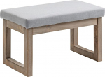 HOMCOM Footstool, Ottoman Stool with Linen Look, Stool with Wooden Legs, Entrance Bench for Living Room, Bedroom, Grey, 68 x 38 x 42 cm