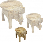 Oriental Galerie Round Stool Mini Wooden Stool Elephant Stool Flower Stool Elephant Stool Wood Mango Wood Natural 25 cm Small