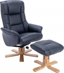 Morris Living The Cairo Swivel Chair and Matching Footstool in Navy Faux Leather