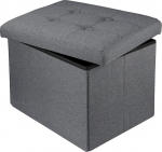 Hamgtrion Folding Storage Ottoman with Storage Footrest Small Ottoman Footstool Grey L 43 x H 33 cm