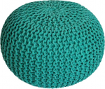 Voglrieder Pouf Knitted Stool Chunky Knit Hand-Knotted Diameter 55 cm Green