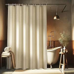 EurCross Linen Textured Beige du&scaron;ikardin 180 x 180 cm Raske veekindel vannitoa kardin vannitoa jaoks, tekstiilkangas Anti-mould Luxury pestav du&scaron;ikardin 12 r&otilde;ngaga