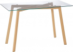HOMCOM s&ouml;&ouml;gilaud Klaasist k&ouml;&ouml;gilaud 120 x 60 cm s&ouml;&ouml;gilaud 4 inimesele Modernne laud terasjalgadega s&ouml;&ouml;gituppa, k&ouml;&ouml;ki, v&auml;ikestesse ruumidesse, l&auml;bipaistev