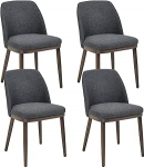 Ya-Home 4 s&ouml;&ouml;gitooli komplekt puidust jalgadega, linased k&ouml;&ouml;gitoolid, polsterdatud toolid ilma k&auml;etoeta, polsterdatud elutoatoolid seljatoega s&ouml;&ouml;gitoas/elutoas/k&ouml;&ouml;gis, musta v&auml;rvi