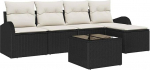 5-teiliges Garten-Sofa Set mit Kissen Braun Poly Rattan, 2-Sitzer Garten-Sofa mit Stauraum & Kissen Schwarz Poly Rattan Gartenlounge Model3354676