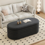 FAVSH Ottoman Bench Upholstered Chenille Fabric Storage Bench for Bedroom Bed End Stool Aesthetic Large Storage Ottoman for Living Room Entryway Black