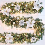 JIAJIAYI Christmas Wreath with LED Fairy Lights Lighting 270 cm Christmas Garland Artificial Christmas Garland Christmas Decoration Christmas Garland Door Wreath Indoor and Outdoor (Silver)