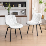 YOUNIKE S&ouml;&ouml;gitoa toolid 2 k&ouml;&ouml;gitoolist koosnev komplekt Kunstnahast mugavad polsterdatud toolid metallist jalgadega s&ouml;&ouml;gilaud toolid elutoa toolid seljatoega, valge