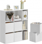 SONGMICS HOME raamaturiiul, t&ouml;&ouml;riistavaba tehnoloogia, &uuml;likiire t&ouml;&ouml;riistavaba kokkupanek, 9 kambrit, seisev riiul, 6 rippsahtlit, riiulis&uuml;steem, 27 x 83 x 91,8 cm, lumivalge LBC199W01