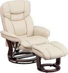 Flash Furniture P&ouml;&ouml;rlev tool koos Ottomani jalatoega, mugav nahast tool nahapadjaga, Opulentne hoov&otilde;tmetool, LeatherSoft, beež