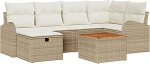 Rantry 7-teiliges Garten-Sofa-Set mit Kissen Beige Poly Rattan Gartenlounge Model3359512
