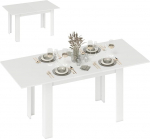 HOMCOM pikendatav s&ouml;&ouml;gilaud 6-8 inimesele koos kokkupandavate paneelidega, pikendatav MDF k&ouml;&ouml;gilaud s&ouml;&ouml;gituppa, elutuppa, 140-180 x 80 x 75 cm, valge