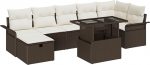 Rantry 8-teilige Garten Sofa Set mit Kissen Braun Poly Rattan Gartenlounge Model3359685