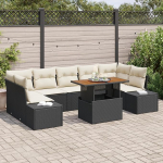 Rantry 8-teiliges Garten-Sofa-Set mit Kissen Schwarz Poly-Rattan Gartenlounge Model3358665