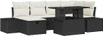 7-teiliges Garten-Sofa-Set mit Kissen Schwarzes Poly-Rattan Gartenlounge Model3361206