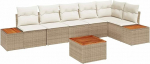 7-teiliges Garten Sofa Set mit Kissen Beige Poly Rattan Akazie Gartenlounge Model3348102