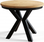 Loft &uuml;mmargune s&ouml;&ouml;gitoa laud pikendatav laud l&auml;bim&otilde;&otilde;t 120 cm / 200 cm helepruun, metallist jalad mustad