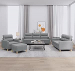Gecheer 4-TLG. Sofagarnitur mit Kissen Hellgrau Stoff, Moderne Couch Polstersofa f&uuml;r Wohnzimmer Schlafzimmer Spielzimmer3201544