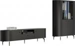 Mirjan24 Wohnzimmer-Set Zelfa I, im Set: Vitrine mit F&auml;cher, TV-Lowboard mit 2 T&uuml;ren und Schublade, ged&auml;mpftem Schlie&szlig;system (Schwarz, ohne Beleuchtung): Vitrine mit F&auml;cher, TV-Lowboard mit 2 T&uuml;ren und Schublade, ged&auml;mpftem Schlie&szlig;system (Schwarz, oh ...